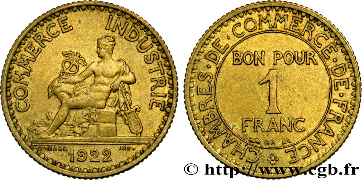 1 franc Chambres de Commerce 1922 Paris F.218/4 AU52 