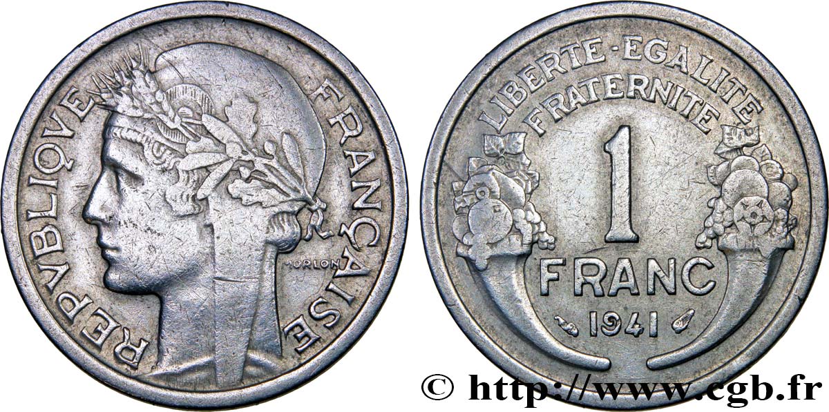 1 franc Morlon, légère 1941 Paris F.221/2 BB40 