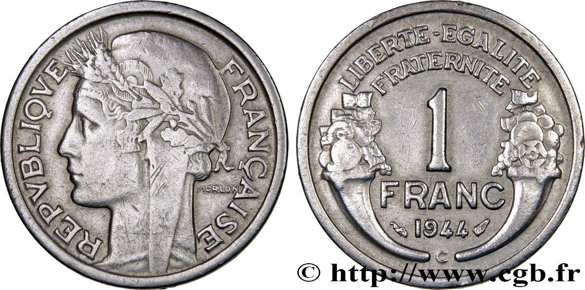1 franc Morlon, légère 1944 Castelsarrasin F.221/4 TTB45 