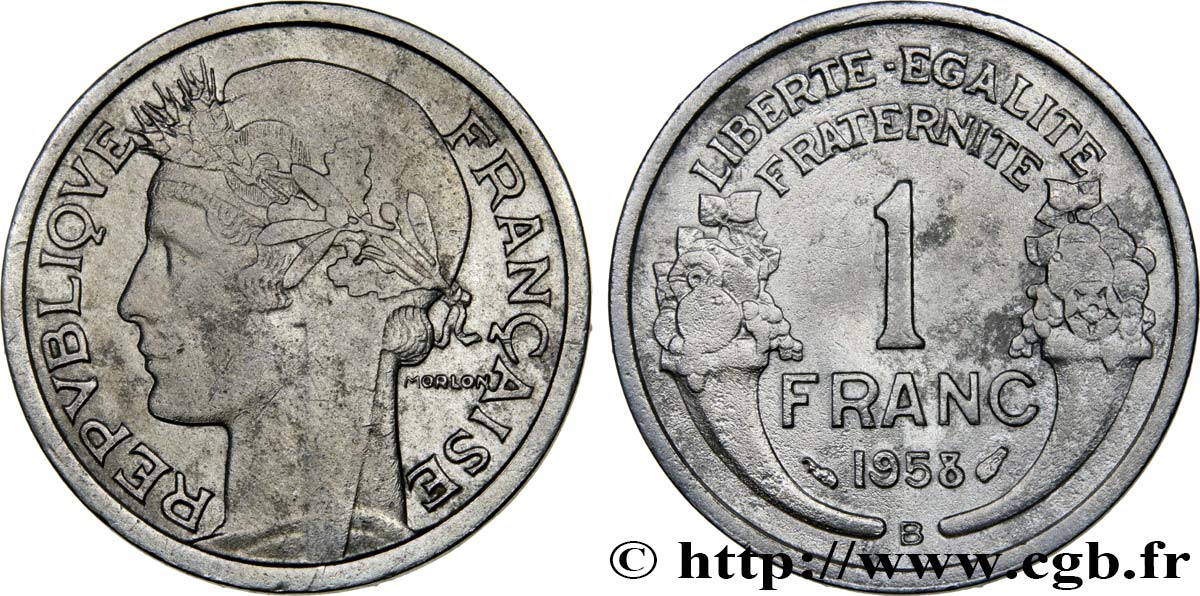 1 franc Morlon, légère 1958 Beaumont-Le-Roger F.221/22 SS45 