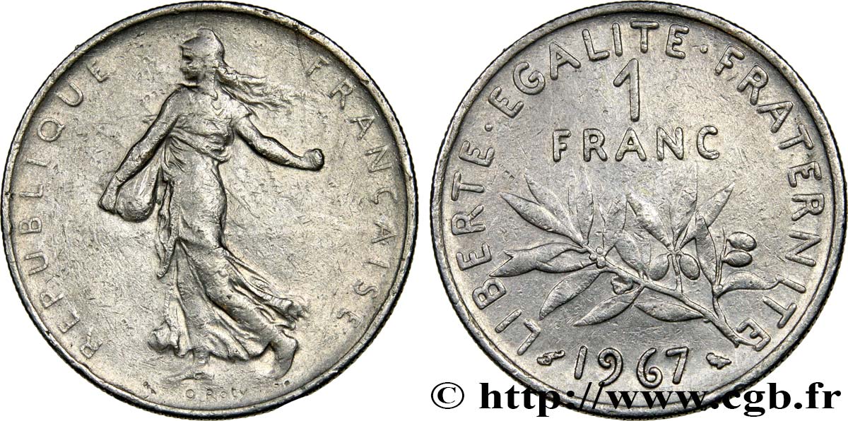 1 franc Semeuse, nickel 1967 Paris F.226/12 TB35 