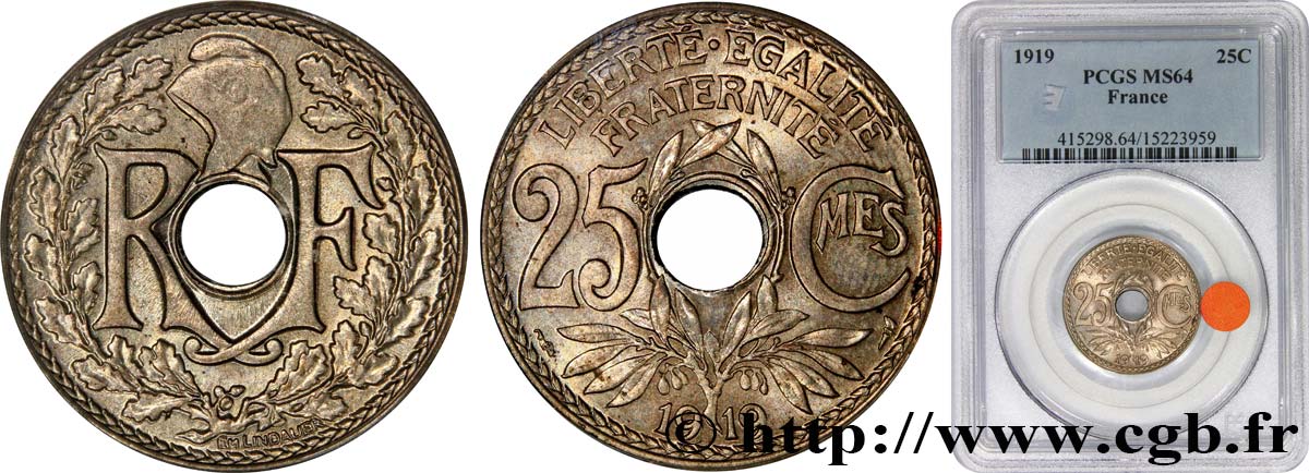 25 centimes Lindauer 1919  F.171/3 fST64 PCGS
