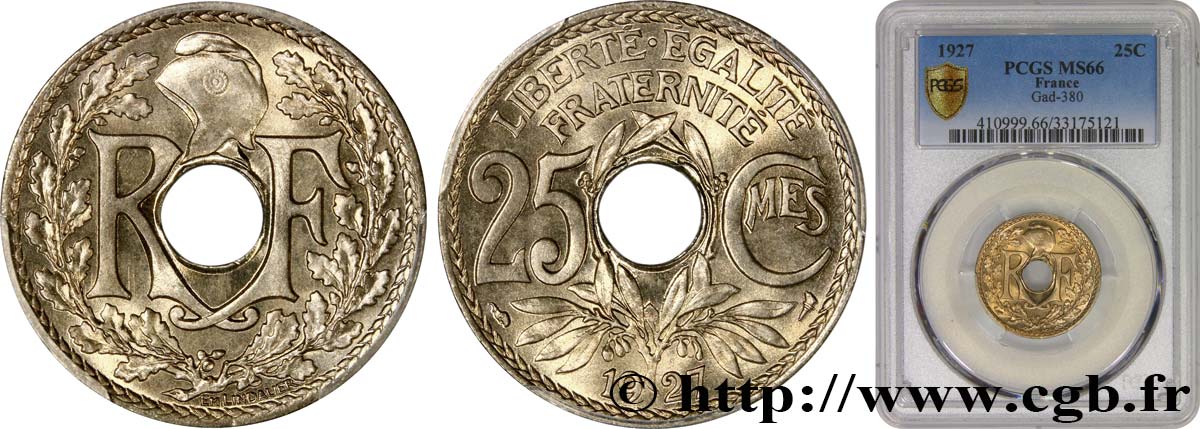 25 centimes Lindauer 1927  F.171/11 FDC66 PCGS