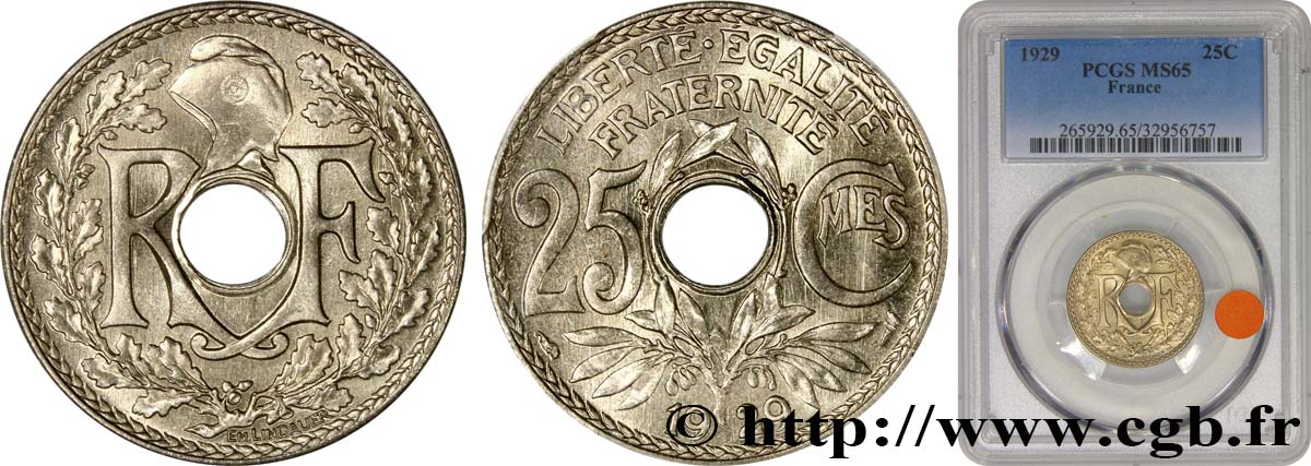 25 centimes Lindauer 1929  F.171/13 FDC65 PCGS