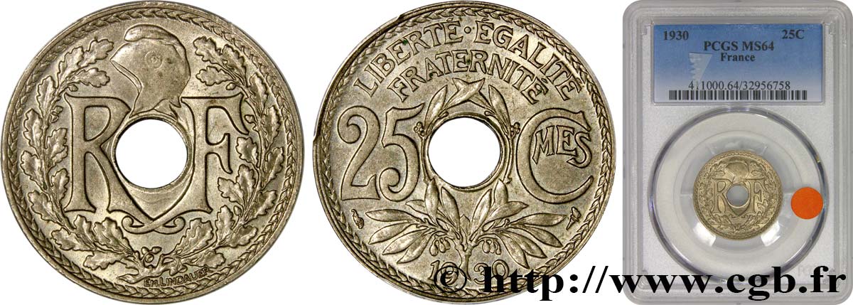 25 centimes Lindauer  1930  F.171/14 SC64 PCGS