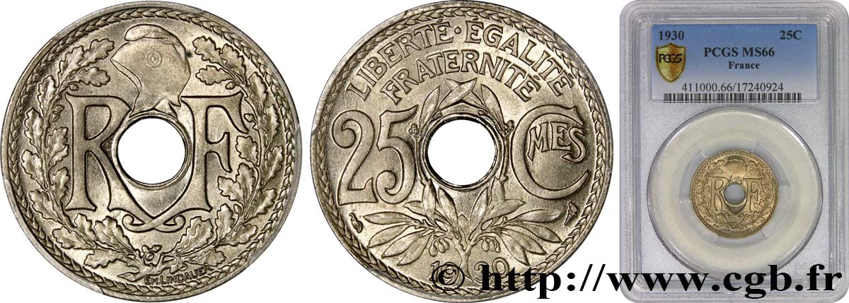25 centimes Lindauer  1930  F.171/14 MS66 PCGS