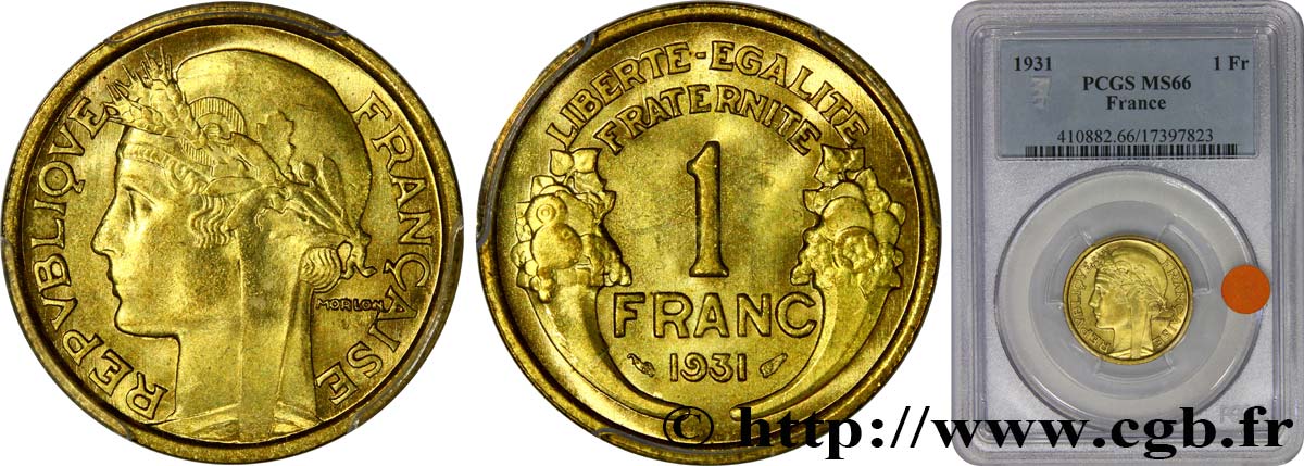 1 franc Morlon 1931 Paris F.219/2 ST66 PCGS