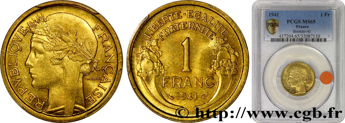1 franc Morlon 1941 Paris F.219/12 FDC65 PCGS
