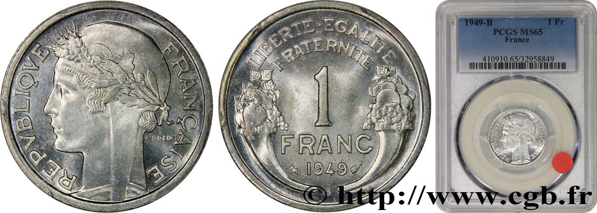1 franc Morlon, légère 1949 Beaumont-Le-Roger F.221/16 FDC65 PCGS