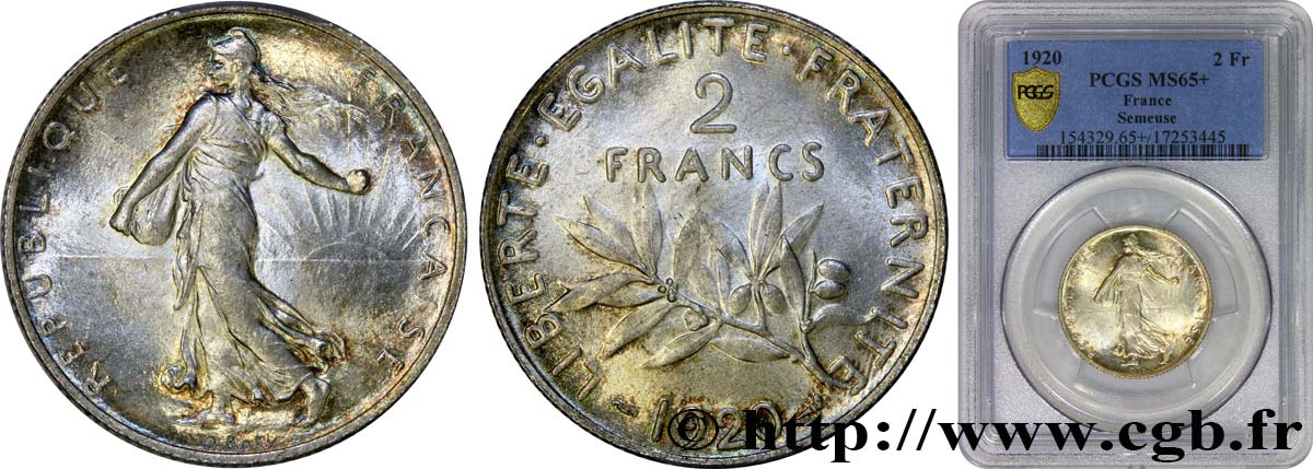 2 francs Semeuse 1920  F.266/22 MS65 PCGS