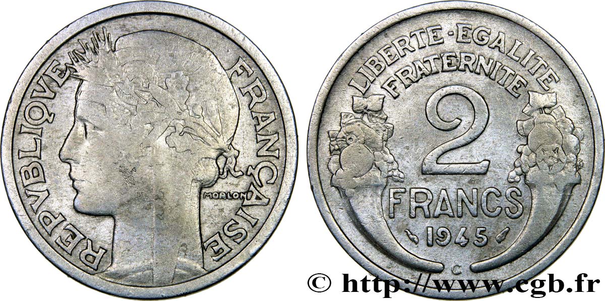 2 francs Morlon, aluminium 1945 Castelsarrasin F.269/7 S30 