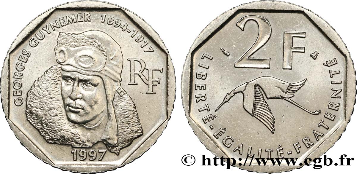 2 francs Georges Guynemer 1997  F.275/2 AU55 