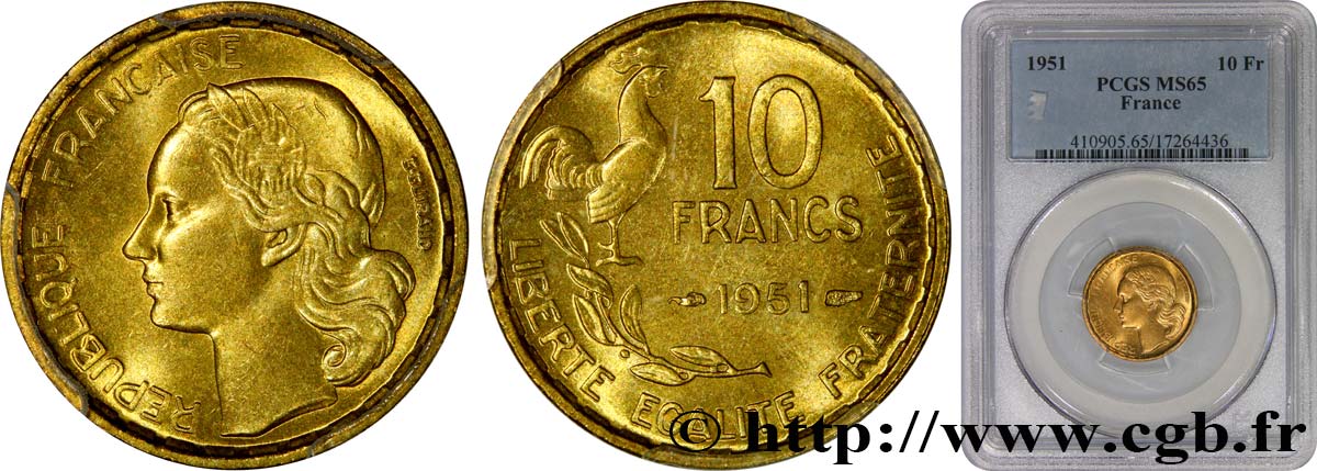 10 francs Guiraud 1951  F.363/4 ST65 PCGS