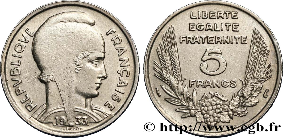 5 francs Bazor 1933  F.335/2 SS52 