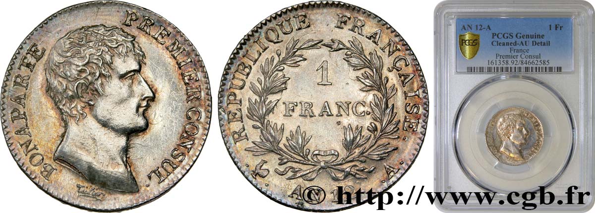 1 franc Bonaparte Premier Consul 1804 Paris F.200/8 AU PCGS