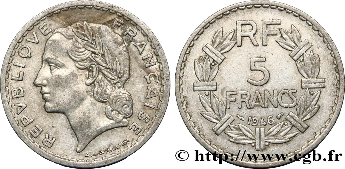 5 francs Lavrillier, aluminium 1946  F.339/6 MBC48 