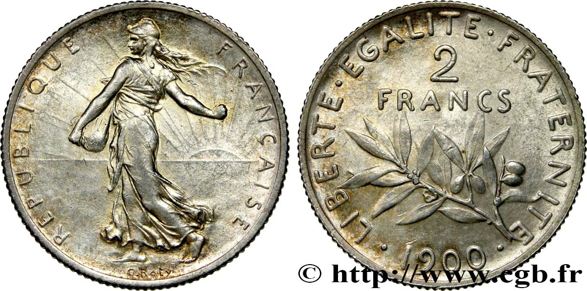 2 francs Semeuse 1900  F.266/4 AU53 