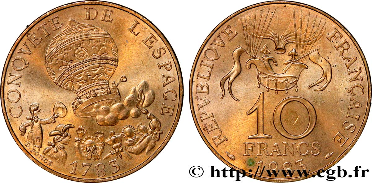 10 francs Conquête de l’Espace 1983  F.367/2 TTB54 