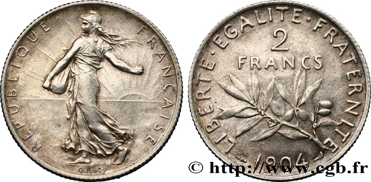 2 francs Semeuse 1904  F.266/8 AU52 