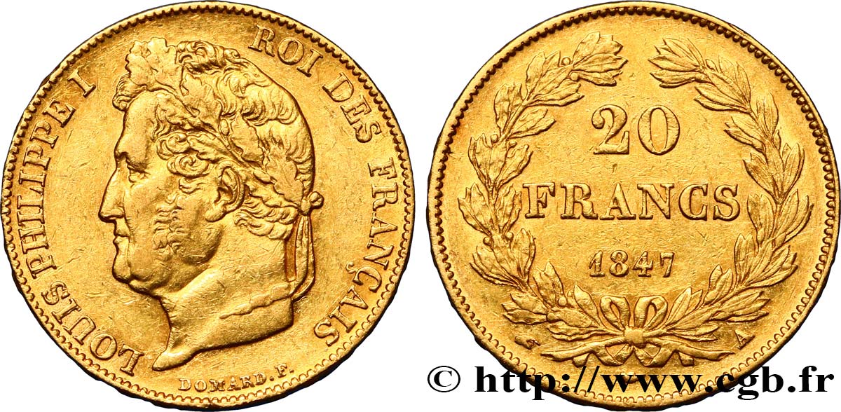 20 francs or Louis-Philippe, Domard 1847 Paris F.527/37 TTB48 
