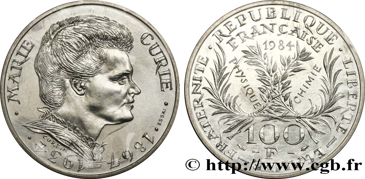 Essai de 100 francs Marie Curie 1984 Pessac F.452/1 FDC 