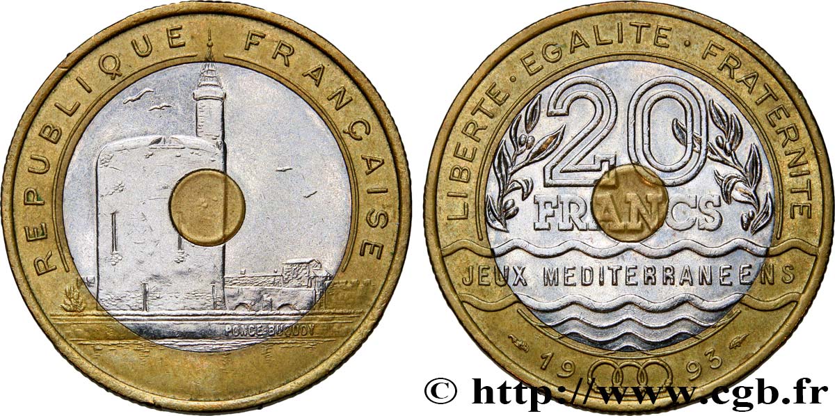 20 francs Jeux Méditerranéens 1993 Pessac F.404/2 SS50 