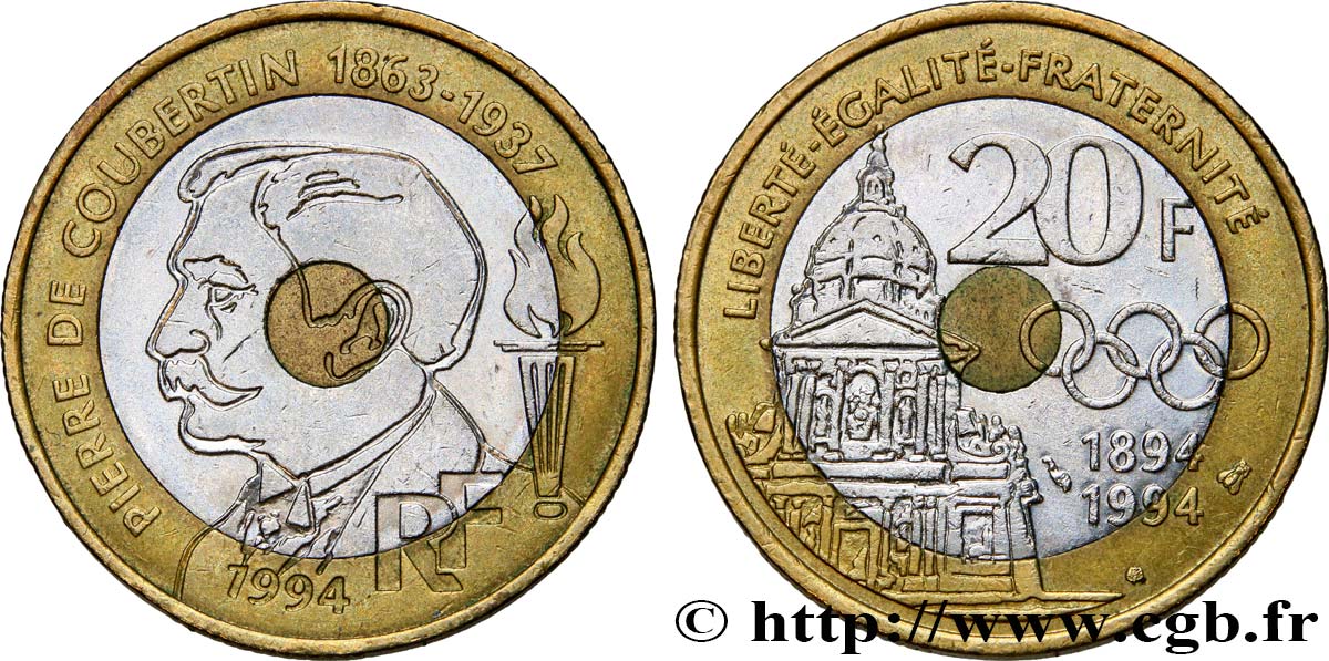 20 francs Pierre de Coubertin 1994 Pessac F.405/2 SS48 