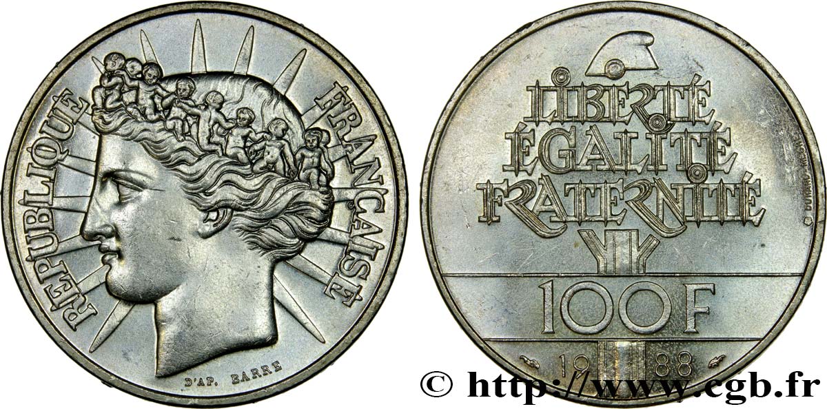 100 francs Fraternité 1988  F.456/2 AU55 