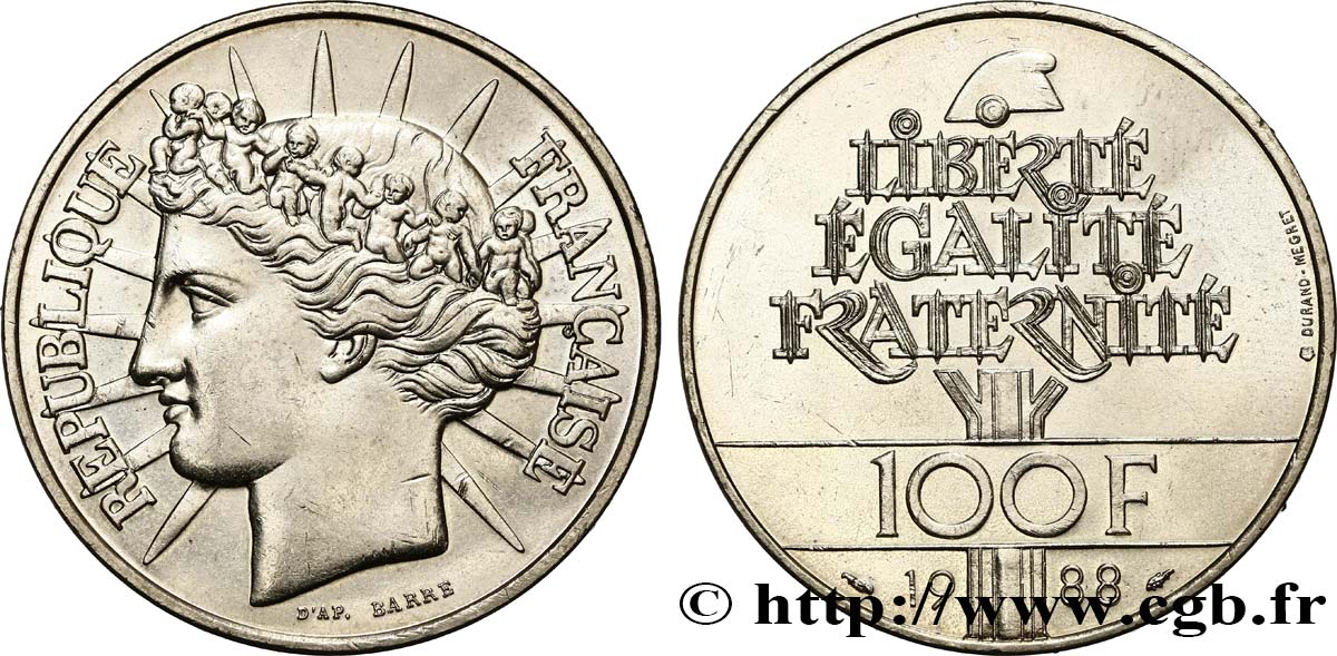 100 francs Fraternité 1988  F.456/2 AU58 