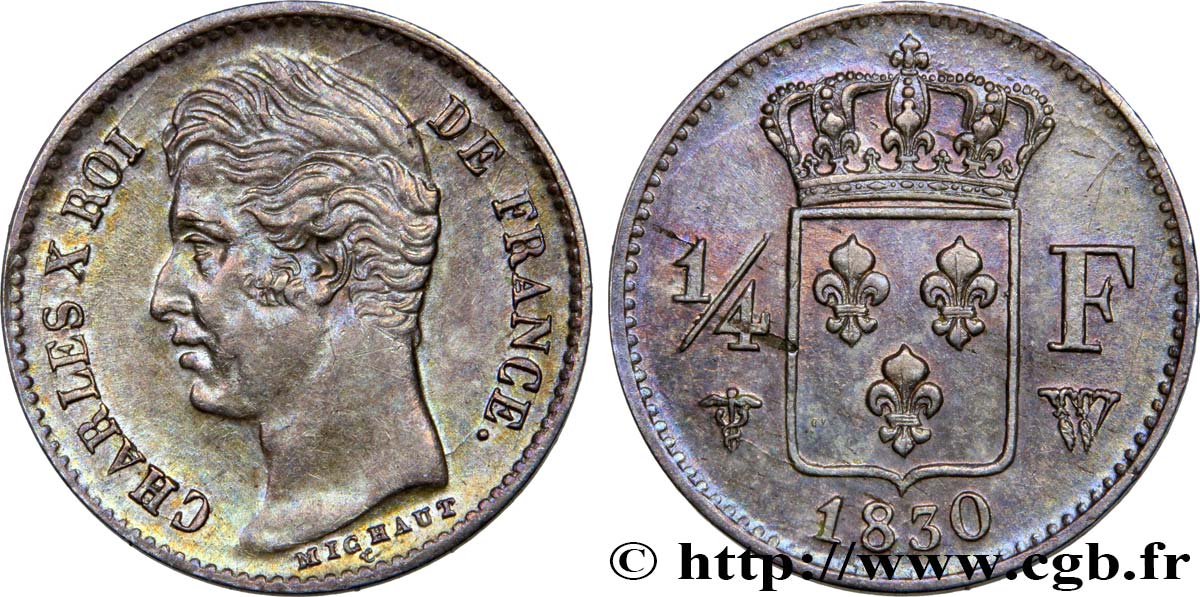 1/4 franc Charles X 1830 Lille F.164/42 VZ 