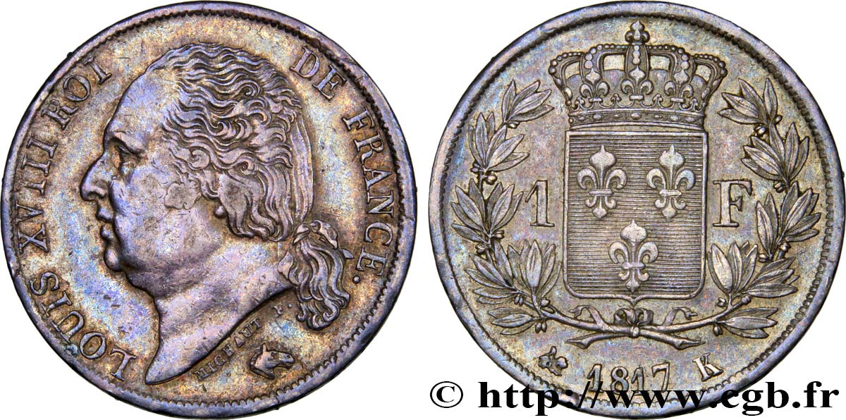 1 franc Louis XVIII 1817 Bordeaux F.206/13 BB48 