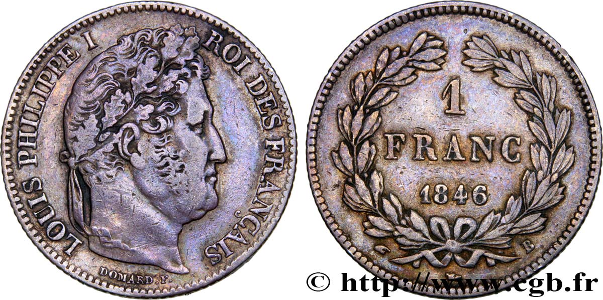 1 franc Louis-Philippe, couronne de chêne 1846 Rouen F.210/106 MBC40 