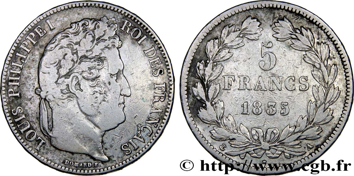 5 francs IIe type Domard 1835 Paris F.324/42 S25 