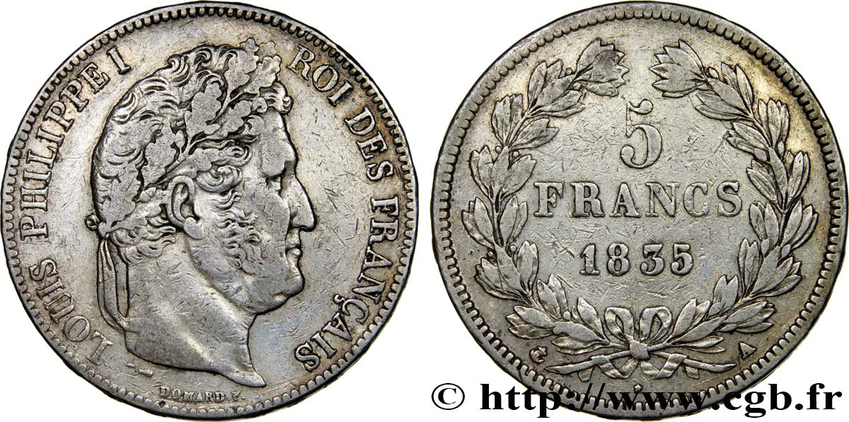 5 francs IIe type Domard 1835 Paris F.324/42 XF40 