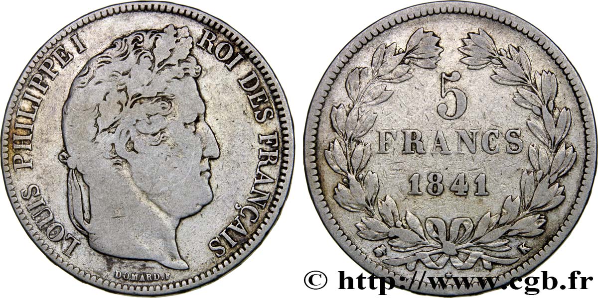 5 francs IIe type Domard 1841 Bordeaux F.324/93 MB15 