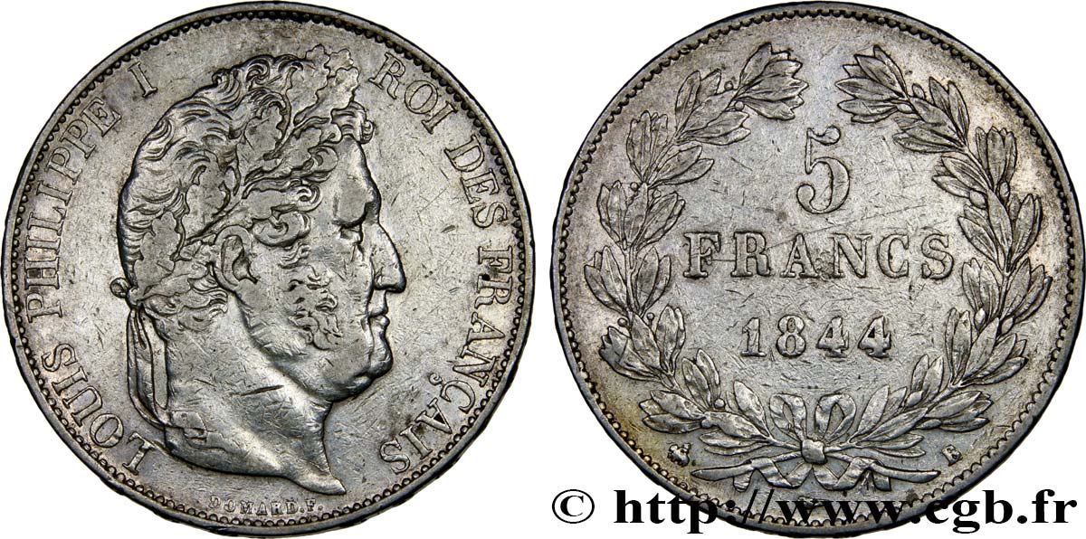 5 francs IIIe type Domard 1844 Rouen F.325/2 TTB40 