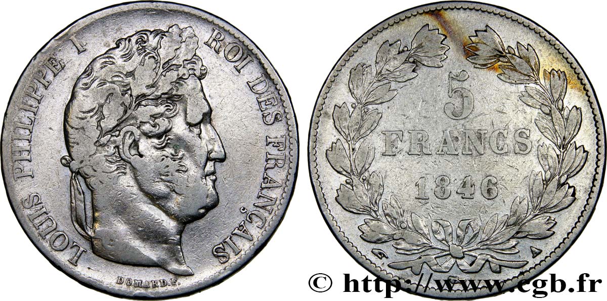 5 francs IIIe type Domard 1846 Paris F.325/10 MB35 