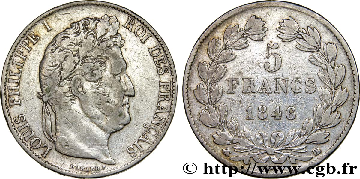 5 francs IIIe type Domard 1846 Strasbourg F.325/11 TB35 