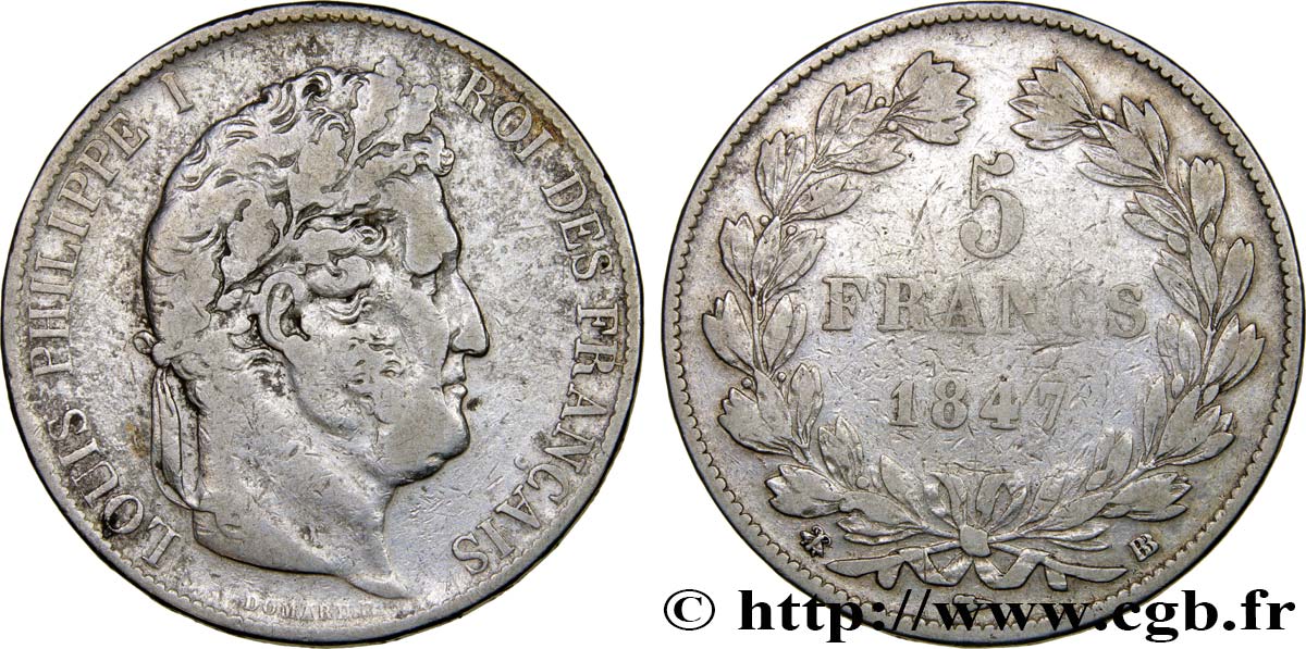 5 francs IIIe type Domard 1847 Strasbourg F.325/15 TB25 