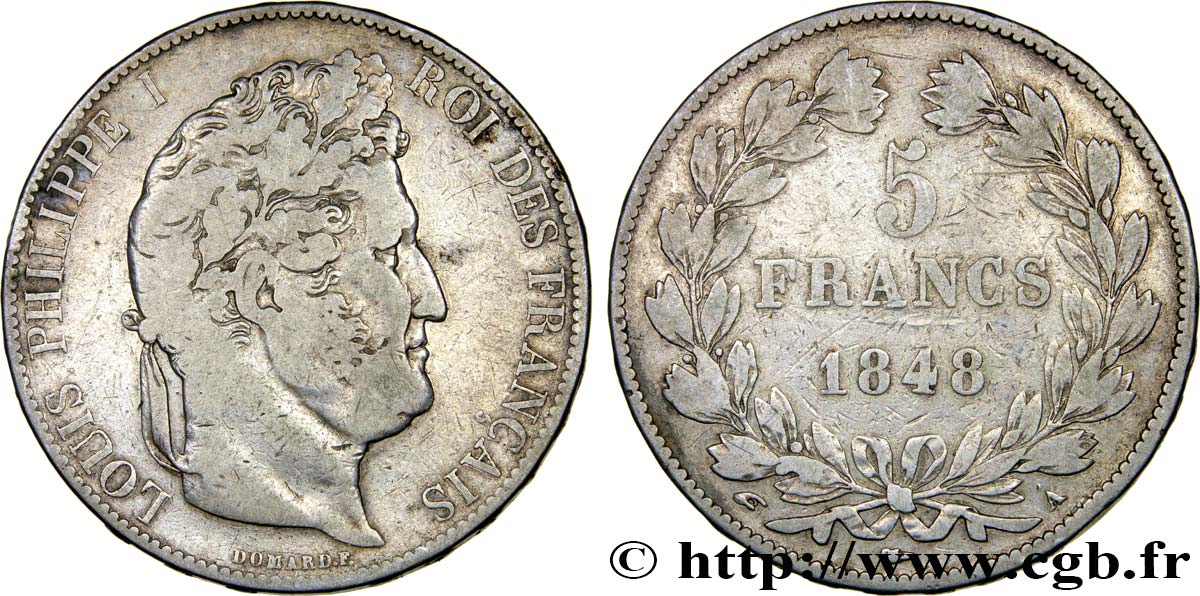 5 francs IIIe type Domard 1848 Paris F.325/17 F15 