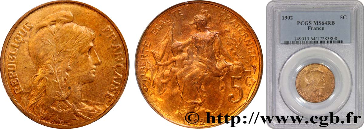 5 centimes Daniel-Dupuis 1902  F.119/12 fST64 PCGS