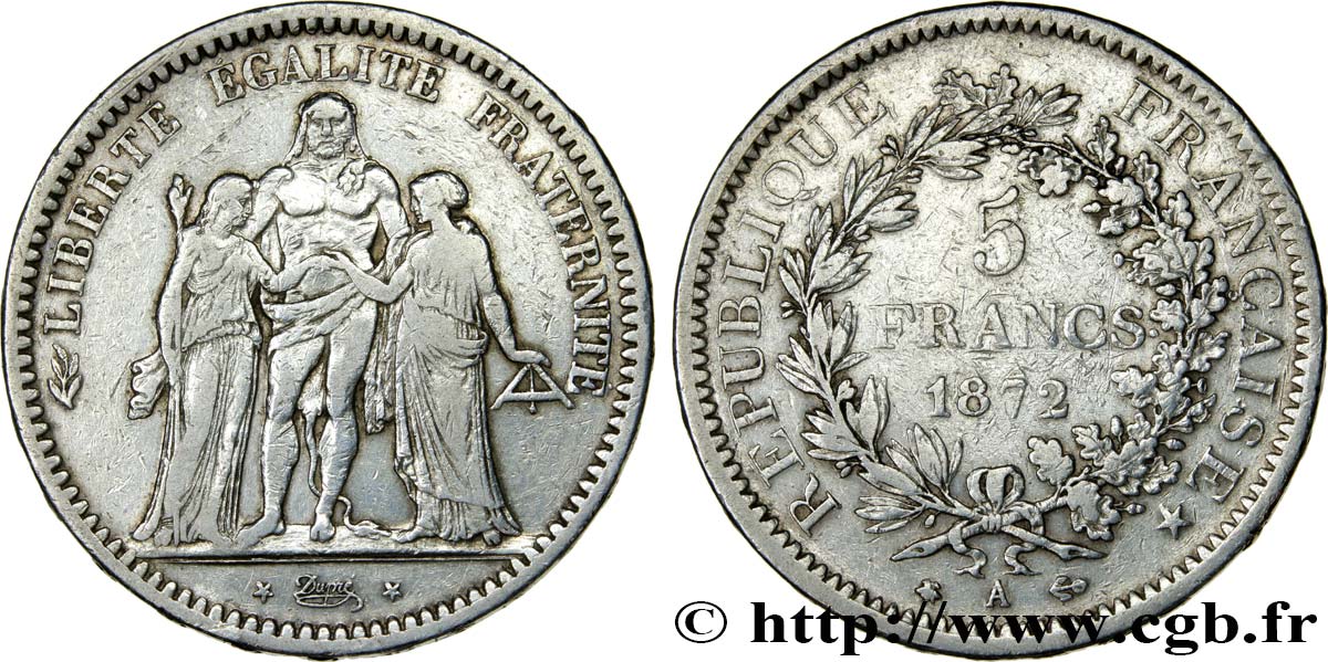 5 francs Hercule 1872 Paris F.334/6 VF30 