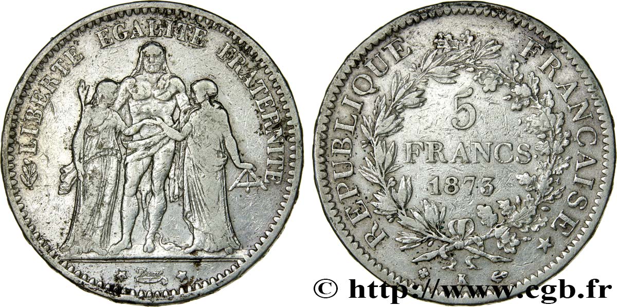 5 francs Hercule 1873 Bordeaux F.334/11 S25 