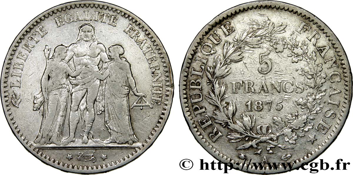 5 francs Hercule 1875 Paris F.334/14 S20 