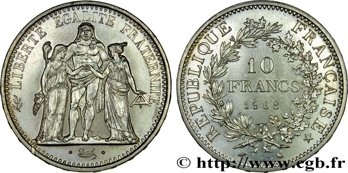 10 francs Hercule 1968  F.364/7 MS60 