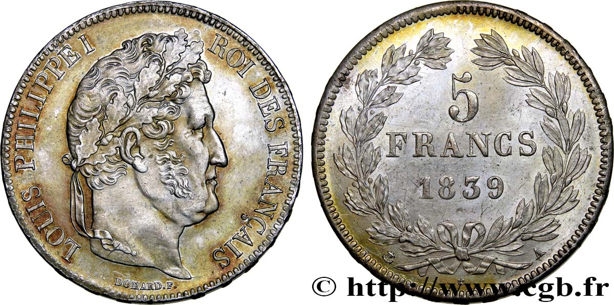 5 francs IIe type Domard 1839 Paris F.324/75 AU 