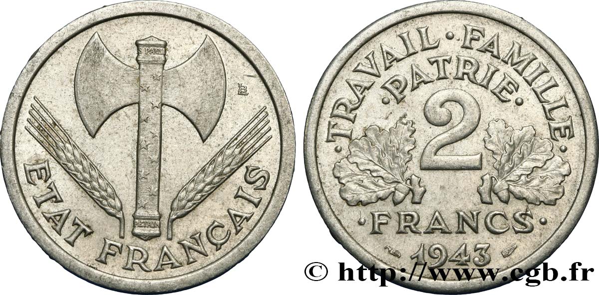 2 francs Francisque 1943  F.270/2 EBC58 
