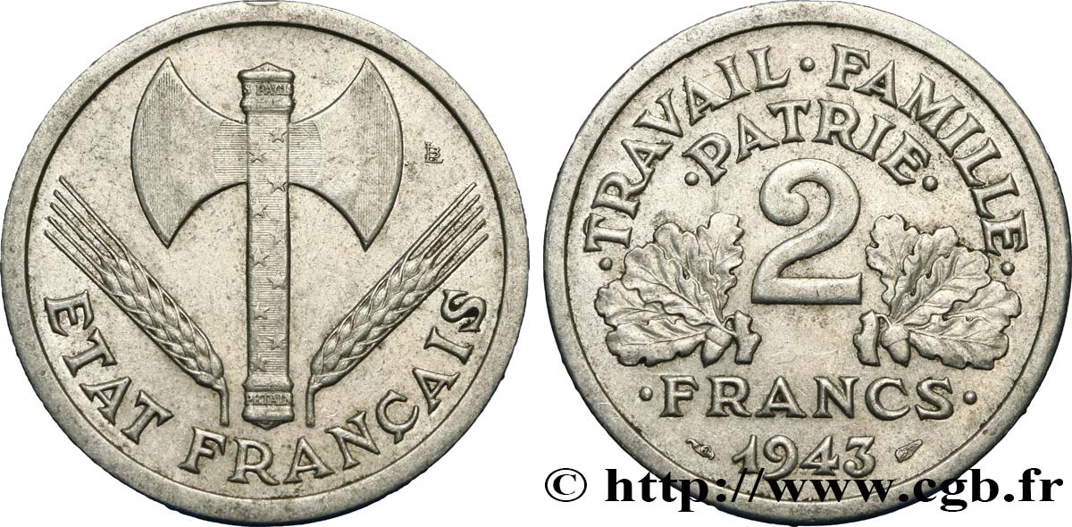 2 francs Francisque 1943  F.270/2 BB54 