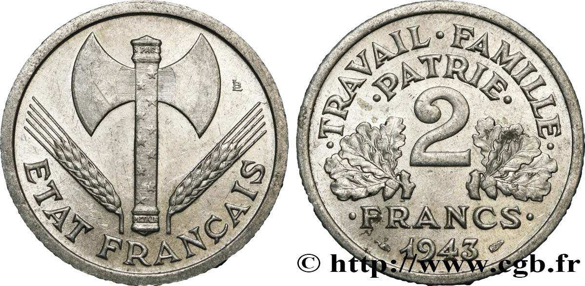 2 francs Francisque 1943  F.270/2 EBC60 