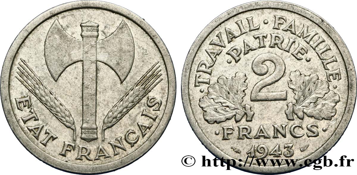 2 francs Francisque 1943  F.270/2 BB50 